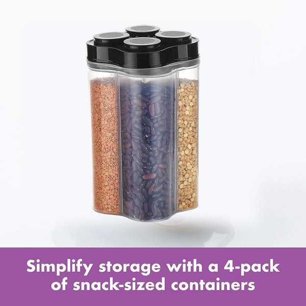 Plastic Lock Food Storage 4 Section Container Jar for Grocery, Fridge Container.