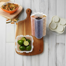 Plastic Lock Food Storage 4 Section Container Jar for Grocery, Fridge Container.