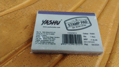 Yashu Plastic Stamp Pad Violet Ink, Quick-Dry Refillable Pad (1 Pc)